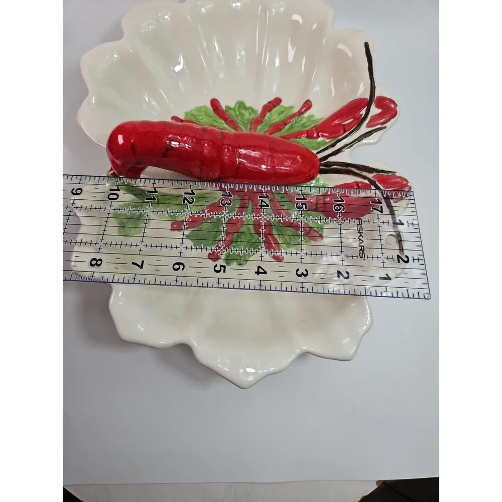 Vintage Holland Mold Pottery Large Lobster Crawfish Serving Dish Platter Divided